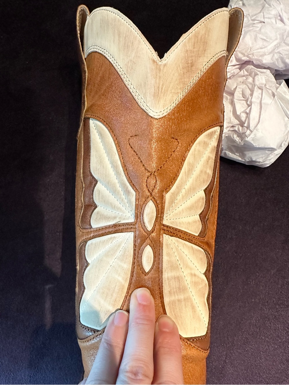The Fairy | Camel Western Boot in Suede with Inlay - Picture 3 of 3